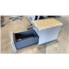 Image 2 : STEELCASE GREY METAL 2 DRAWER PADDED TOP MOBILE SEATING PEDESTAL