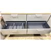 Image 3 : 2 STEELCASE GREY METAL 3 DRAWER STORAGE FILE CABINETS WITH NATURAL WOOD LOOK TOP ( SIDE BY SIDE