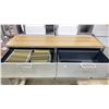 Image 2 : 2 STEELCASE GREY METAL 3 DRAWER STORAGE FILE CABINETS WITH NATURAL WOOD LOOK TOP ( SIDE BY SIDE