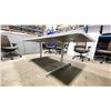 Image 2 : WHITE RECTANGULAR 7'W X 42"D X 28 1/2"H CONFERENCE / BOARDROOM TABLE WITH GREY LEGS
