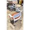 Image 2 : STEELCASE 490412C WHITE / GREY / RED PADDED MOBILE CLIENT CHAIR