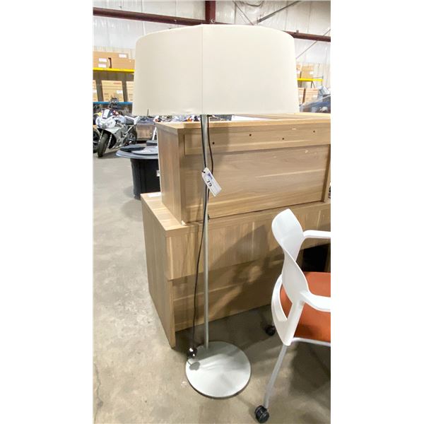 GREY METAL MODERN FLOOR LAMP WITH WHITE SHADE