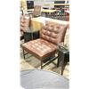 Image 2 : MITCHELL GOLD + BOB WILLIAMS BROWN LEATHER METAL FRAMED MODERN ARMLESS CHAIR