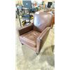 Image 2 : BROWN LEATHER STUDDED ARMCHAIR