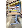 Image 2 : STEELCASE BAPSS3060 WOOD LOOK TOP 58"W X 28"D GREY METAL BASE GAS LIFT HEIGHT ADJUSTABLE DESK WITH