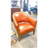 Image 2 : MITCHELL GOLD + BOB WILLIAMS RUST LEATHER SOLID WOOD FRAMED TUB CHAIR
