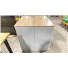 Image 2 : 2 STEELCASE GREY METAL 3 DRAWER STORAGE FILE CABINETS WITH NATURAL WOOD LOOK TOP