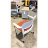 Image 2 : STEELCASE 490412C WHITE / GREY / RED PADDED MOBILE CLIENT CHAIR
