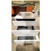 Image 2 : WOOD LOOK TOP 63"W X 43 1/2"D WHITE METAL BASE L-SHAPE ELECTRIC HEIGHT ADJUSTABLE DESK WITH 3