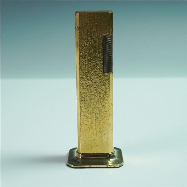 Dunhill Brass Gold-Finish Tallboy Rollagas Table Lighter