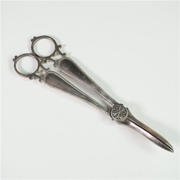 Antique Ornate Metal Grape Scissors with Beaded Handles