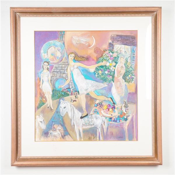 Mary Zarbano, Mixed Media Painting, Chagall's Dream, Signed