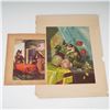 Image 1 : 2pc Vintage Nursery and Animal Prints, The Three Bears and Kitten with Rose