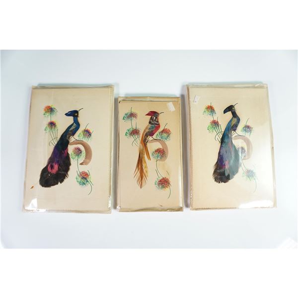 3 Packs of Hand-Decorated Feather Bird Greeting Card Sets
