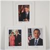 Image 1 : 3pc Presidential Portrait Trio Framed, Clinton, Bush, and Obama