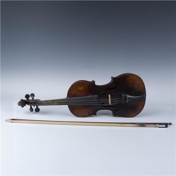Title Vintage Violin with Bow and Case, Early to Mid 20th Century