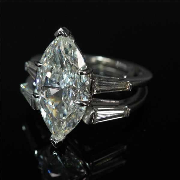 Marquise Brilliant Diamond Engagement Ring Set, GIA 5.49ct G Color