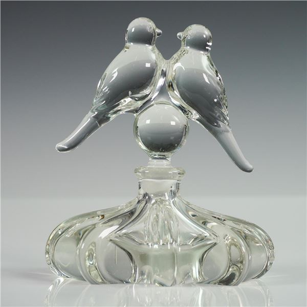 Gundersen Pairpoint Crystal Perfume Bottle with Lovebirds Stopper