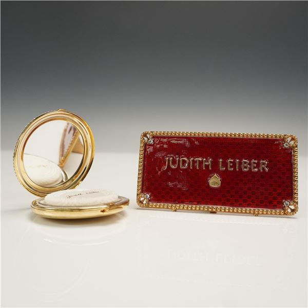 Judith Leiber Compact and Red Enamel Nameplate
