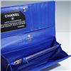 Image 3 : Chanel Camellia Embossed Blue Leather Wallet with Box & Pouch