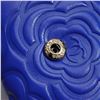 Image 5 : Chanel Camellia Embossed Blue Leather Wallet with Box & Pouch