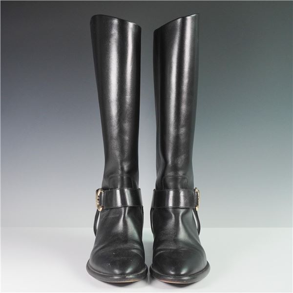 Louis Vuitton Westside Flat High Boots in Black Calf Leather