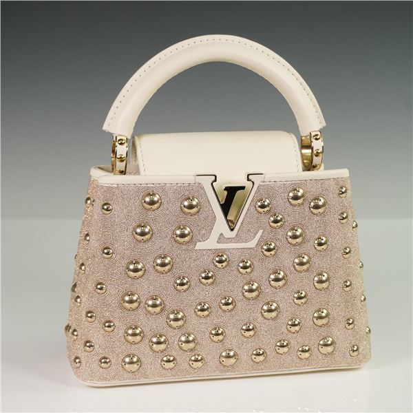 Louis Vuitton Capucines Mini Bag, Satin with Embroidery and Cowhide Leather