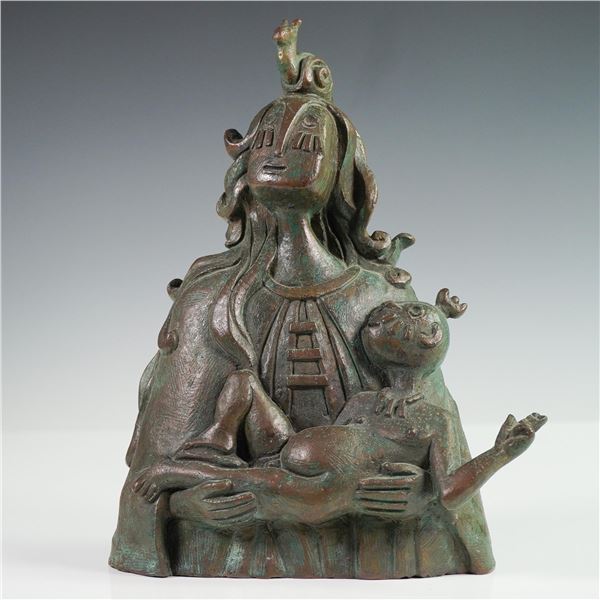 Hector Najera Bronze Sculpture, Mother and Child, 1995, Edition 10/55