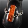 Image 2 : Modernist Sterling Silver Bracelet with Large Amber