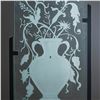 Image 4 : Art-Deco Style Signed Etched Glass Panel Floral Urn Design