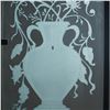 Image 5 : Art-Deco Style Signed Etched Glass Panel Floral Urn Design