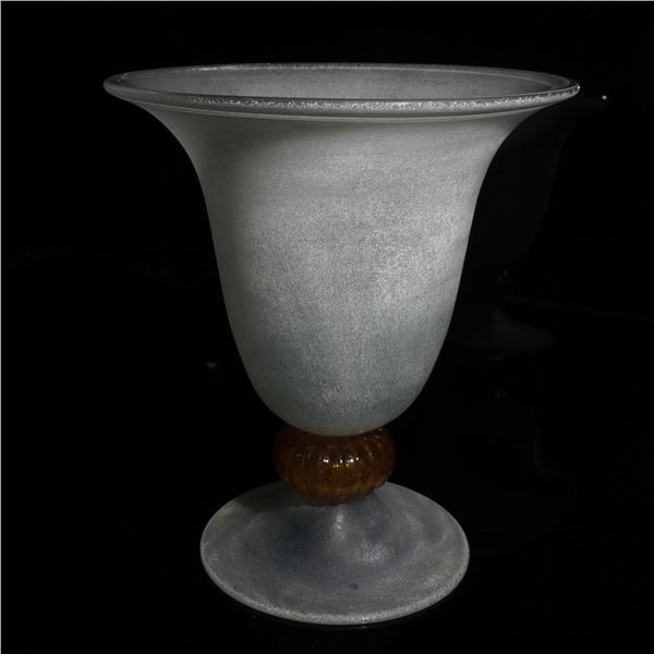 Vintage Gray Frosted Art Glass Vase