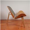 Image 3 : Hans Wegner Style Bentwood Shell Chair with Striped Upholstery