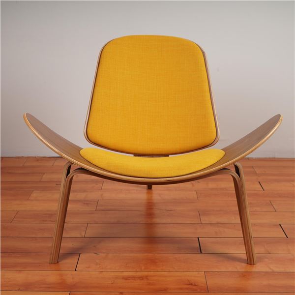 Hans Wegner Style Shell Chair, Mustard Upholstery