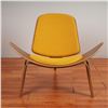 Image 1 : Hans Wegner Style Shell Chair, Mustard Upholstery