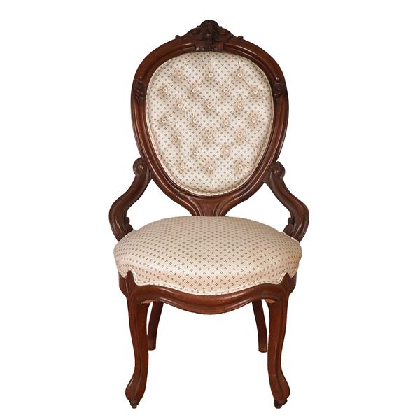 Victorian Balloon Back Tufted Armchair on Casters