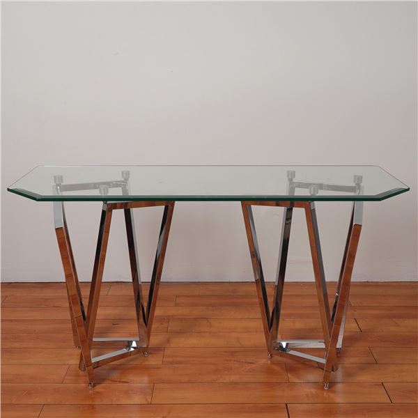 Lenox Chrome and Glass Console Table