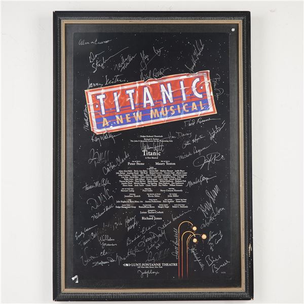 Titanic A New Musical Broadway Cast Signed Poster with Ticket Stub