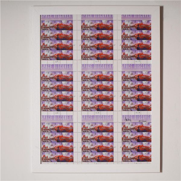Signed Limited Edition Space Discovery Stamp Press Sheet by Attilla Hejja