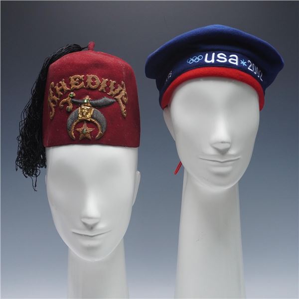 2pc Winter Olympics Beret and Fraternal Fez Hat Set