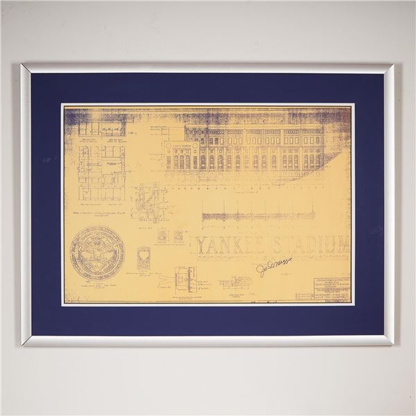 Yankee Stadium Blueprint Reproduction with Joe DiMaggio Signature