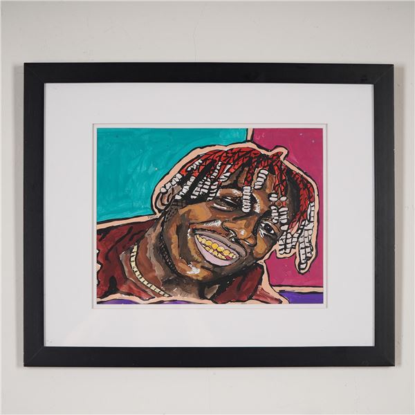 Amma Fordjour, Gouache on Paper, Portrait of Singer Lil Yachty, Signed