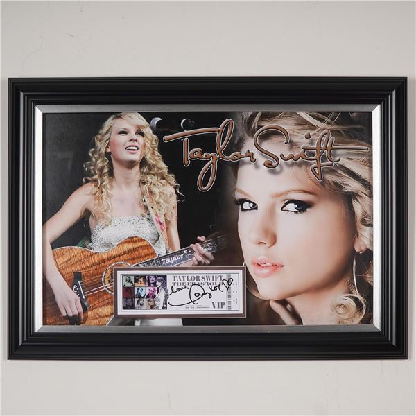 Framed Taylor Swift Autograph with VIP Concert Ticket Display