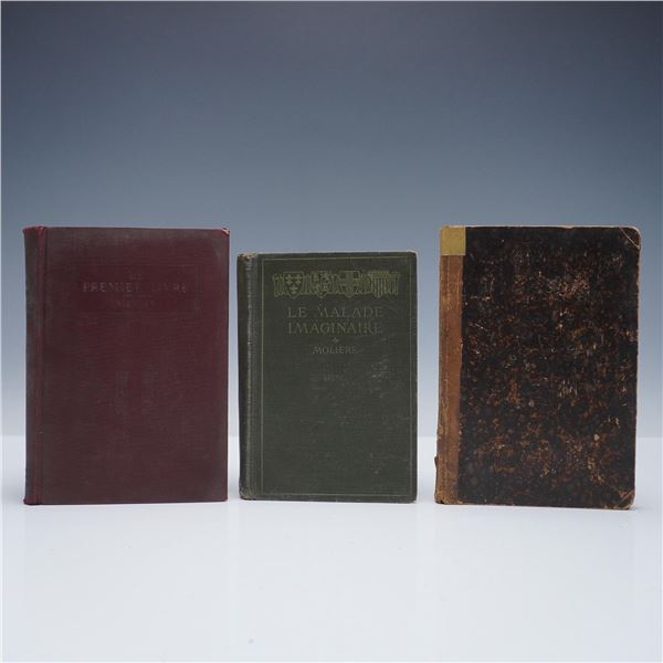 3pc Vintage and Antique Books Including French and Swedish Titles