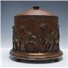 Image 1 : African Style Wood and Leather-Finish Storage Box with Giraffe Motif