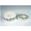 Image 3 : Wedgwood Embossed Queens Ware Lidded Box, Green Grapevine Relief