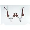 Image 1 : Pair of Twisted Steel Western Riding Spurs with Leather Straps