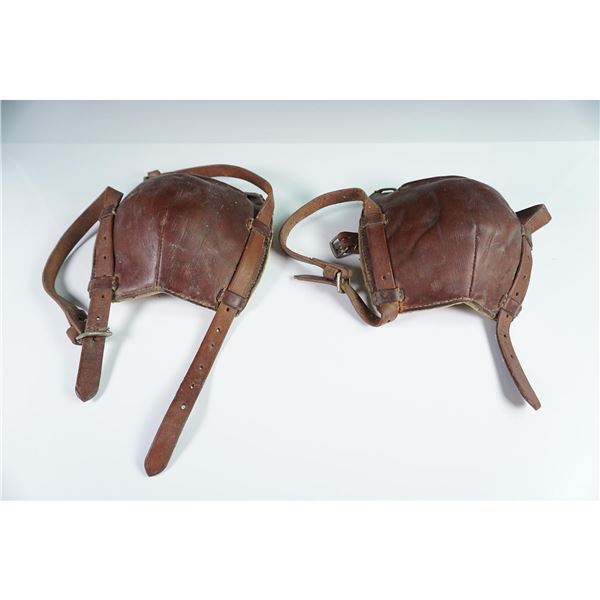 Pair of Vintage Leather Equestrian Knee Pads with Straps