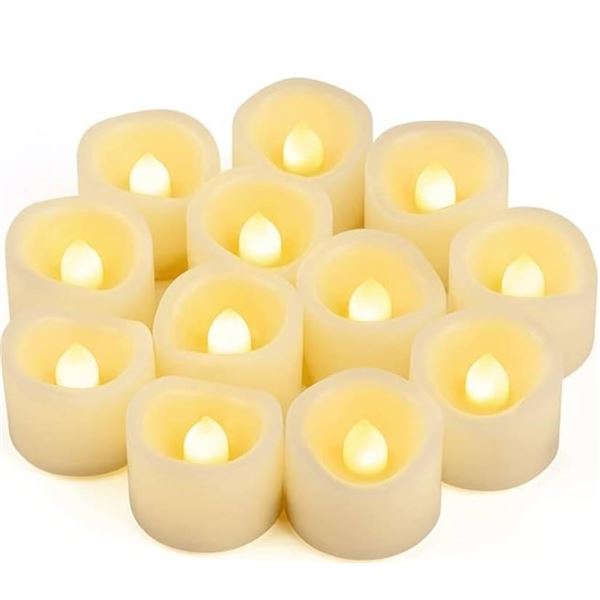 12 PCS LED Flameless Flickering Tea Lights Votive Candle Battery Operated/Electric Flicker LED Teali