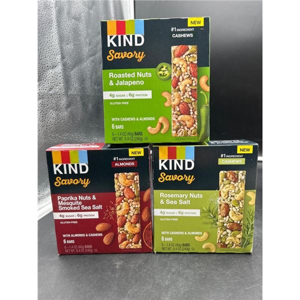 Kind Savory Gluten-Free Nut Bars – 3 Assorted Flavors, 6 Bars Per Pack